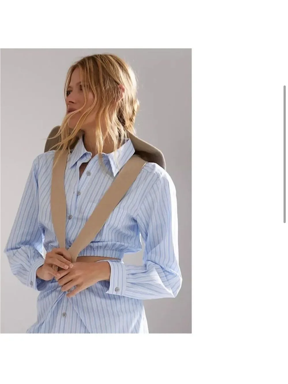 NEW Maeve Anthropologie Two Piece Shirt and Skirt Set Blue White Stripe Size 12